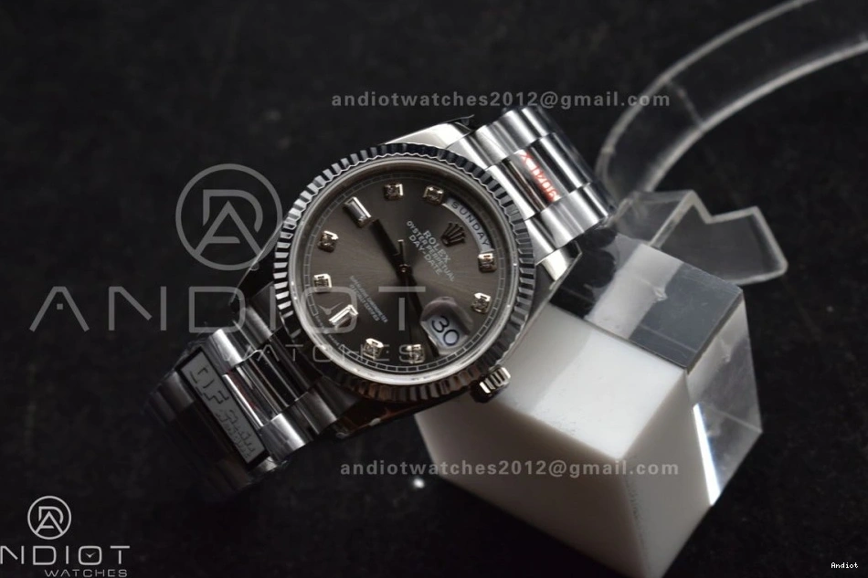 Dial 36 (Gain Diamond 904L Steel on Weight) SS Grey Bracelet vr3255 Best QF Edition V5 President DayDate 0601